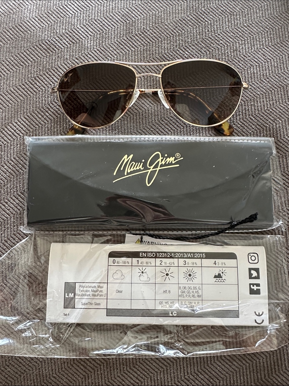 Maui Jim Gold Frame Aviator Sunglasses